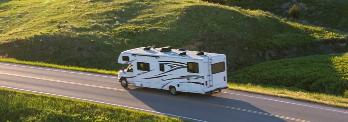 RV driving down the road